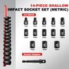 WIILDIS 14 Pieces 3/8"Drive Magnetic Socket Set, Shallow, 6-Point, Metric,