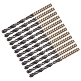 sourcing map 12pcs Jobber Drill Bits 5mm (0.197") Black Nitride & Gold Titanium Coated M2 High Speed Steel (HSS) Twist Drill Bits for Stainless Steel Aluminum Alloy Metal