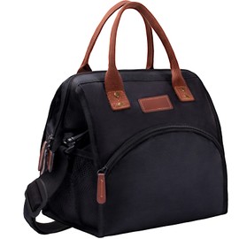 ZATOGOO Insulated Lunch Bags for Women, 17L Insulated Lunch Tote Bags Reusable Cooler Bag Waterproof Leakproof Portable Lunch Box with Shoulder Strap for Office Work, Beach, Hiking, Picnic - Black