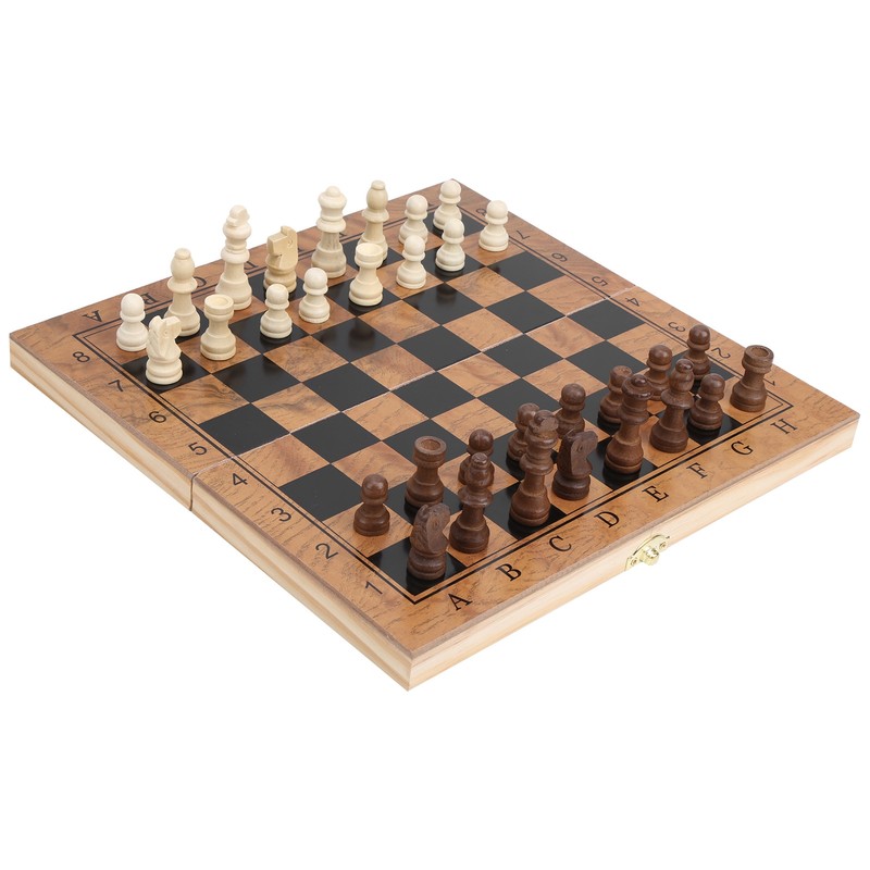 3 in 1 MultiFunctional Folding Wooden Chess Checkers Board Game