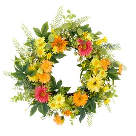 Puleo International 24" Artificial Chrysanthemum Floral Spring Door Wreath, Multicolor