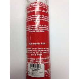 HERICAPUL Run Devil Run Red Candle in Glass (Corre Diablo Corre) - Silk Screen.