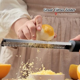 WAGENSTEIGER Long Flat Head Stainless Steel Cheese Grater Precision-Engineered Blades, Lemon Ginger Zester Non-Slip Handle, Ideal for Parmesan, Citrus, Spices, Durable Rust-Resistant (12.6" x 1.38")