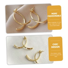 CHILDWEET 1pair Fashion Cross Curved Dangle Earrings for Women Hypoallergenic Silver Studs Chic Jewelry for Daily Wear Parties and Holidays