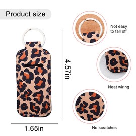 Leopard Lipstick Holder Keychain for Women Chapstick Holder for Badge Reel Lipstick Holder Case Keychain for Purse Bag Accessories for Women Girls Lip Balm Keychain for Handbags Wallet