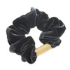 VingTAINE HS-92-G-GY Velour Scrunchie Hair Accessory with Plate, Gold x