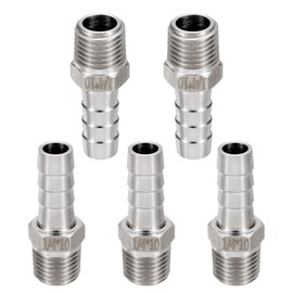 sourcing map Stainless Steel Barbed Fitting 1/4" NPT Male to 3/8" Hose ID for Brew Pipe Fitting Direct Thread Tower Connector Durable Construction