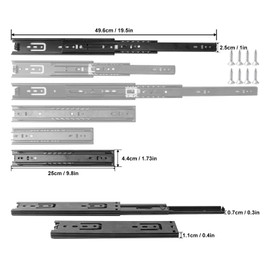Biugaaufai 8 Pairs 10 Inch Black Full Extension Drawer Slides, Side Mount Drawer Slides with Screw, Ball Bearing File Cabinet Rails for Kitchen and Office Cabinet