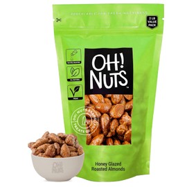 Oh! Nuts Honey Glazed Roasted Almonds - 2 lb - High-Protein Whole Almonds - Packed in New York Zip-Seal Bag for Exceptional Freshness