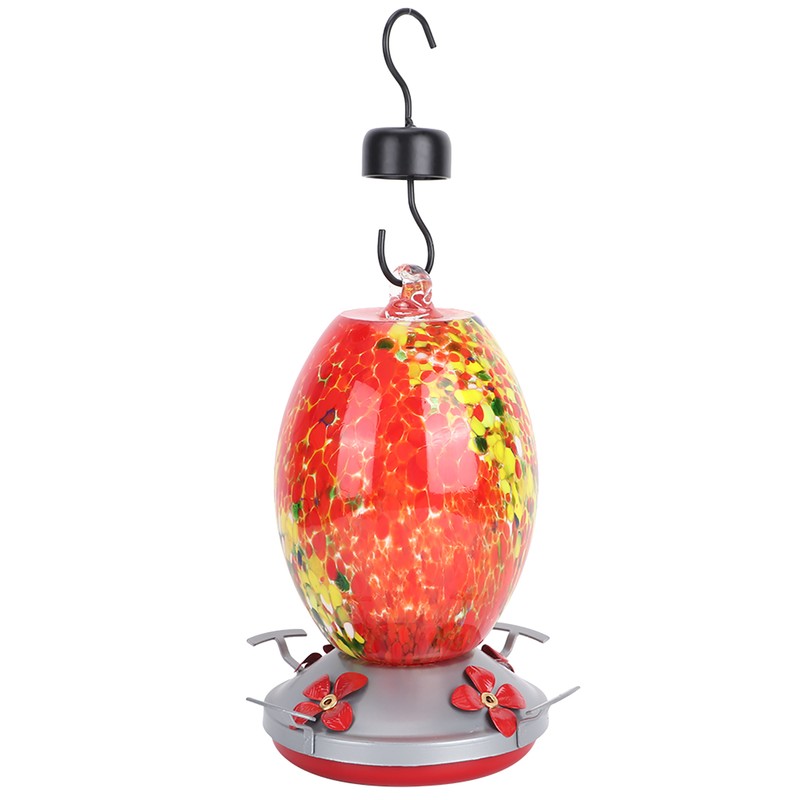 Hummingbirds Water Feeder Colorful Painting Glass Bird Feeding Tool for