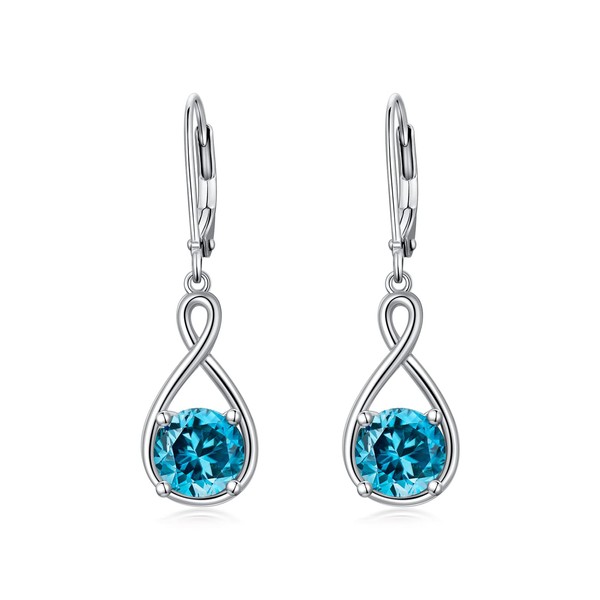SEIYANG December Birthstone Earrings 925 Sterling Silver Blue Topaz Earrings