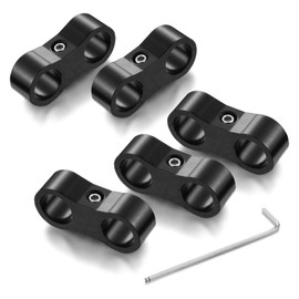 5-Piece Aluminum Hose Separator Clamp Adapter Set with Wrench - Suitable for Fuel, Brake, Water, and Gas Lines (Black, AN12)