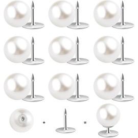 10 Sets Pearl Buttons No Sew Buttons Pearl Brooch Pins Fixed Pins No Tool Removable Reusable for Shirt Blouse Dress Sweater Shawl,for Women (10mm)