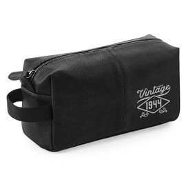 80th Birthday Gift Men's Wash Bag Vintage Keepsake Funny Gift Novelty Unique Gift Idea 26 x 13 x 11 cm (Black)
