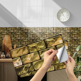 TUOKING 24-Pack Peel and Stick Wall Tiles Waterproof PVC Backsplash for Kitchen 11.8”x5.9”Subway Tile Self-Adhesive Removable Stick on Bathroom