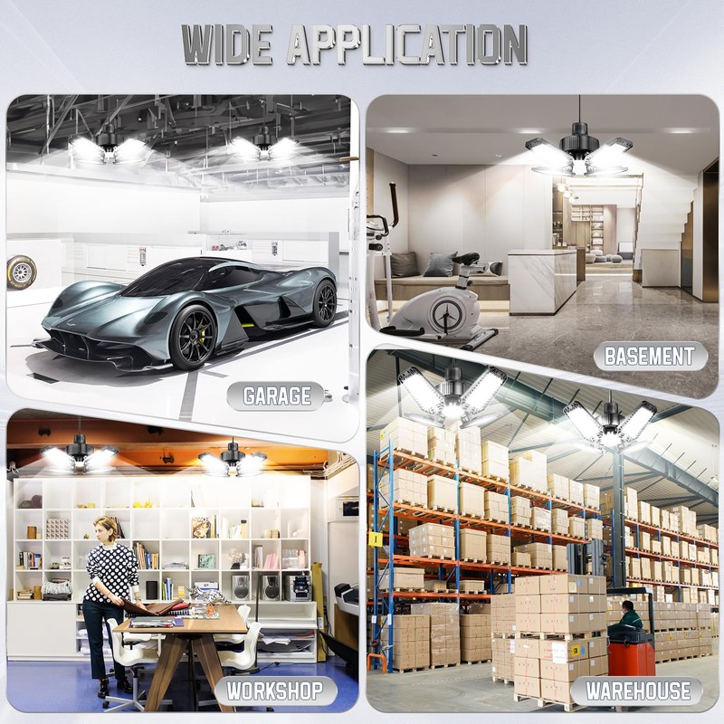 TOPAUBUB Garage Light 8 Pack 120W, 12000LM LED Lights for