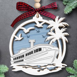 Cruise Ship Ornament - Travel Christmas Ornaments, Travel Ornaments, Cruise Ship Christmas Ornaments - Travel Cruise Ship Christmas Ornament - Xmas Cruise Ship Gifts - Wood 2024 Christmas Ornaments
