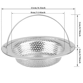 RAFIYU Pack of 2 Stainless Steel Sink Strainer with Handle, Kitchen Sink Strainer, Sink Strainer, Drain Sink, Clogging Protection, Kitchen, 11 x 8 x 2 cm