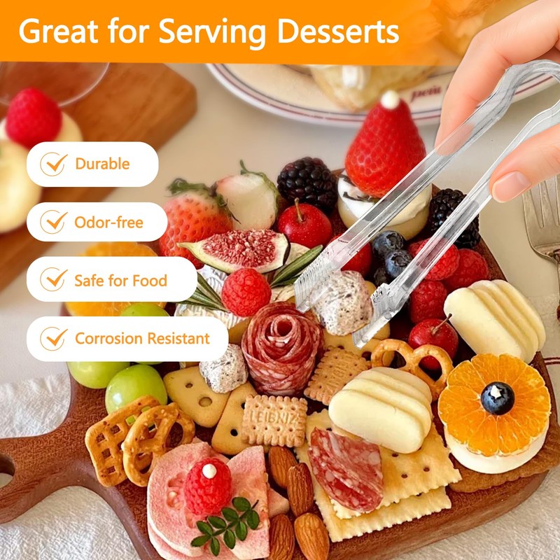 10 Stück Eiswürfelzange Transparent, Kleine Kunststoff Servierzangen für Buffet, Salat,
