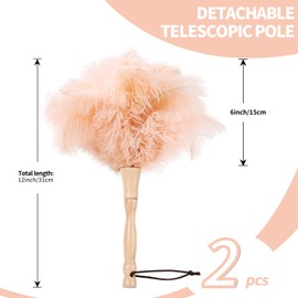MehelloFeather Ostrich Feather Duster 12 Inch Feather Duster Fluffy Natural Ostrich Feathers with Wooden Handle Ostrich Feather Duster for Cleaning Supplies(Champagne 2Pcs)