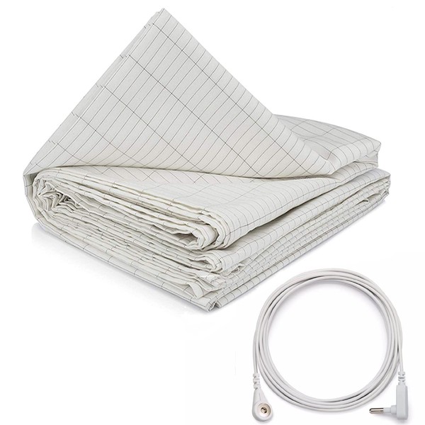 76"x 80"Grounding King Sheet with Grounding Cord,Nature Cotton with Silver Fiber,Improve Sleep Natural Wellness
