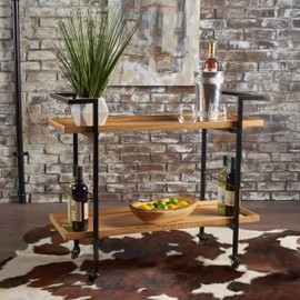 Gerard Industrial Natural Finished Wooden Bar Cart