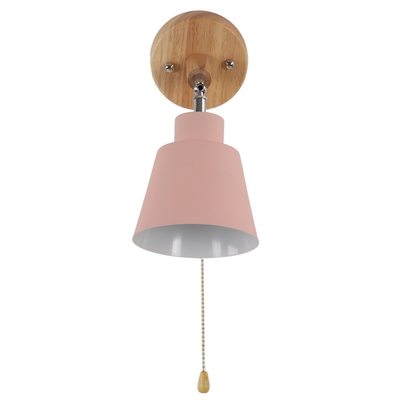Macaron Bedside Wall Lamp Space Saving Pink Lampshade Wall Sconces