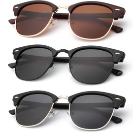 KALIYADI Polarized Sunglasses for Men and Women Semi-Rimless Frame Driving Sun glasses UV Blocking