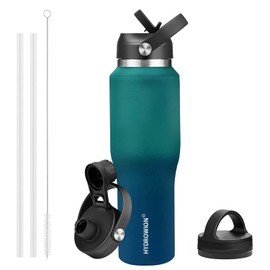 HYDROWION Water Bottle Stainless Steel,Vacuum Insulated Leak Proof Tumbler 32oz with Straw Lid, Spout Lid and Flex Cap(Cold for 48 Hrs, Hot for 24 Hrs), Fit in Any Car Cup Holder, Green - Blue