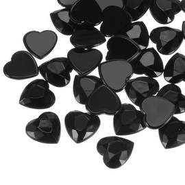 sourcing map Pack of 40 Acrylic Heart Rhinestones 15 mm Flat Back Plastic Elegant Jewellery Stickers for Valentine's Day Parties Jewellery Making Card Crafts Black