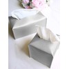Rectangle Tissue Box Cover Silver - Normal Size Leather Rectangular