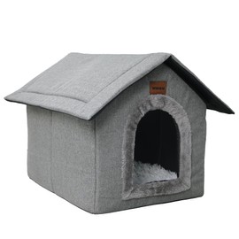 Whiwhi Dog Cave with Removable Plush Cushion, Cat Cave Pet House, Warm and Cosy Dog House, Cat House, 35 x 30 x 35 cm