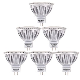 BAOMING MR16 LED Bulb 7W, Soft White White 2700K 12V Low 75W Halogen Replacement, Voltage Gu5.3 Not-Dimmable 6-Pack