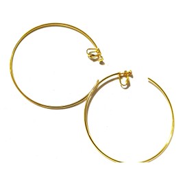 Large Clip on Screw back Earrings Hoop Earrings Simple Thin Gold and Silver Plated 3 inch Hoops (Gold)