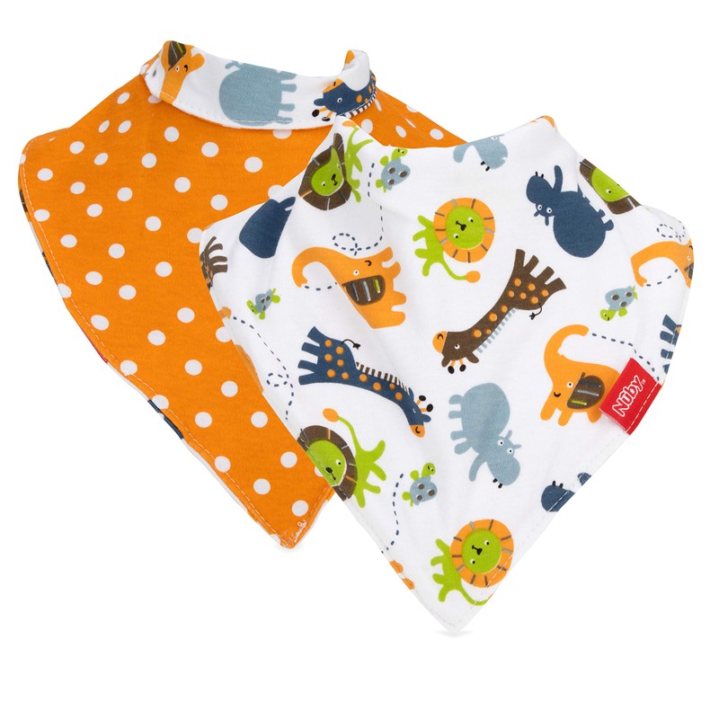 Nuby 2-pk Dribble Catcher Bandana bibs, Super Absorbent Drool Bib