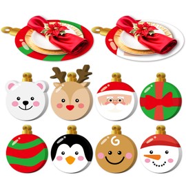 JarThenaAMCS 80Pcs Christmas Disposable Placemat Cute Xmas Ball Dining Table Mat 8 Styles Paper Place Mat for Winter Kitchen Restaurant Party Decor, 13 x 11 in
