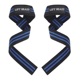 LIFT BEAST Professional Lifting Straps for Weightlifting, 24-inch Cotton Gym Straps with Neoprene Cushioned Wrist Padding for Men & Women – Durable Wrist Straps for Weightlifting & Powerlifting. (Black and Blue)