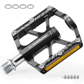 Joellfuner Bicycle Pedals, MTB Pedals with 3 Sealed Bearings, 9/16 Inch Spindle Mountain Bike Pedals with Reflective Strips for Mountain Bike, MTB, Road Bike (Black)