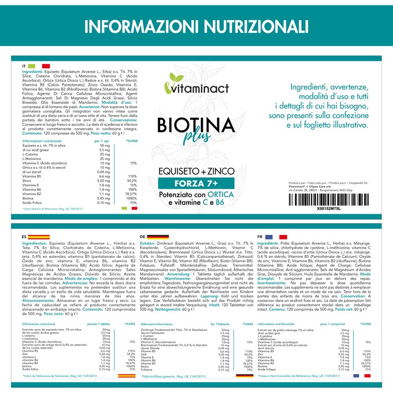 Integratore Capelli Donna Uomo - Biotina Plus Altissimo Dosaggio- Trattamento