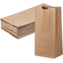 SWIFTSUPPLIES Kraft Paper Bags - 6 lb (5.6 x 3.6 x 11.3 inch) Paper Bags - Brown Paper Lunch Sandwich Bags for Bake Sales, Grocery, Retail, Candy, Farmers Market and Takeout (100)