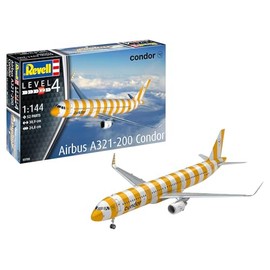 Revell Model Kit A321-200 Condor | Model Replica of Airbus A321neo | Cockpit Replica, 2 Engine Options & Detailed Chassis | Includes Glue and Brush