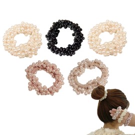 5pcs Scrunchies para Cabello Perla, Donas para Cabello Mujer, Accesorios para Cabello Mujer, Perlas para el Cabello Lazos para el Cabello con Perlas Exquisitas y Hermosas