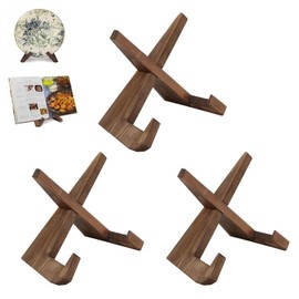 Proxima Direct 3 Pack Cookbook Stand, 6.5" Wooden Recipe Book Holder Plate Picture Frame Stand for Display for Book, Photo, Kitchen Counter
