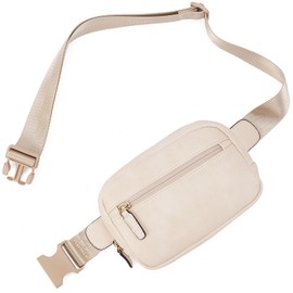 Telena Belt Bag for Women PU Leather Fanny Pack Crossbody Bags for Women Waist Bag with Adjustable Strap, Nude