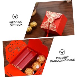 Abaodam 80 Pcs Packing Box Wedding Candy Box Chinese Wedding Favor Box Baby Shower Party Supplies Mini Cookies Wedding Items Bridesmaids Bags Candy Pack with Tassel Red