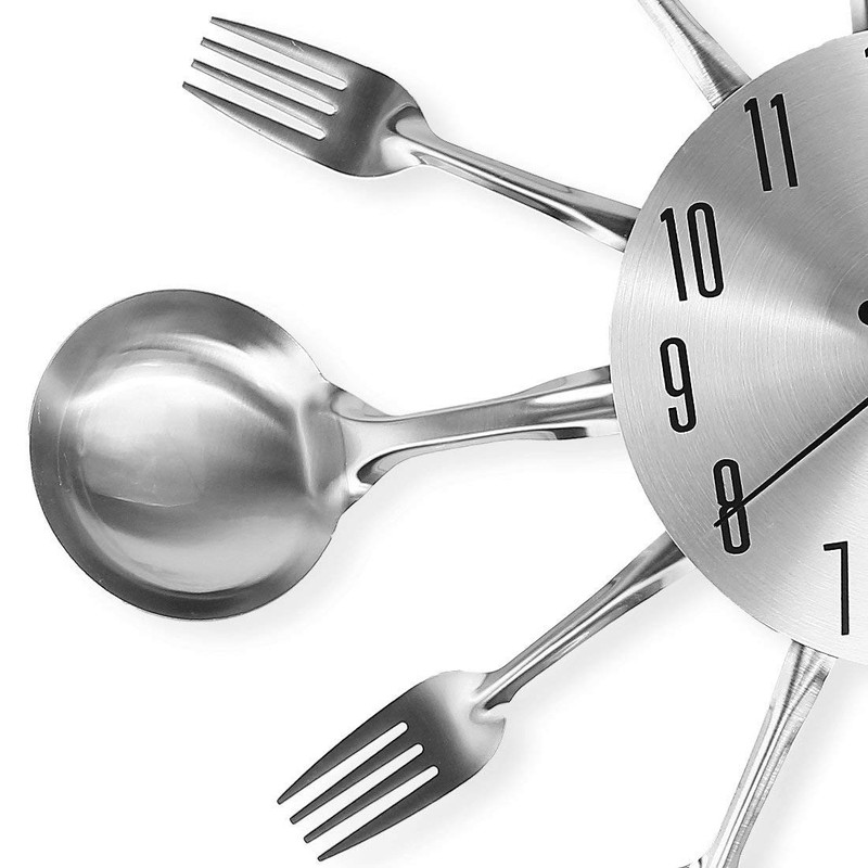CIGERA 14" Kitchen Cutlery Wall Clock with Forks and Spoons