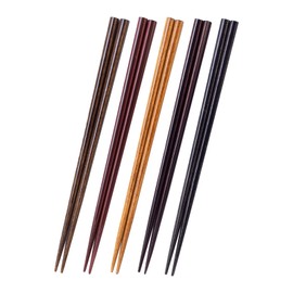 Sunny Life Design 269999 Wakasa Lacquer Chopsticks Natural Wood, Dishwasher Safe, 8.9 inches (22.5 cm), Set of 5 Colors, For Visitors, Dyed Wood, Natural, Made in Japan