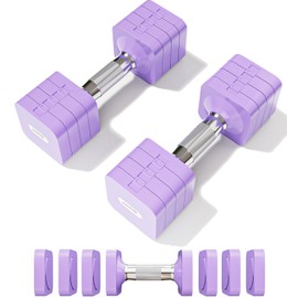 15LBS Adjustable Dumbbell Set, 4 in 1 Free Weights Dumbbells Set for Women Men Hand Weights Set Adjust Dumbbell Weight Set for Home Gym Exercise Workout Strength Training Equipments, Purple