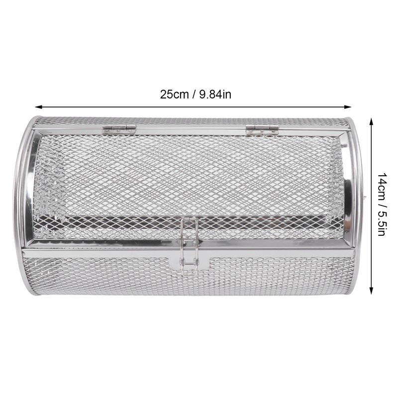 Rolling Grilling Basket Stainless Steel Grill Cage Round Stainless Steel