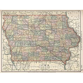 Historic Map : 1891 Map of Iowa. 64 - Vintage Wall Art - 24in x 18in